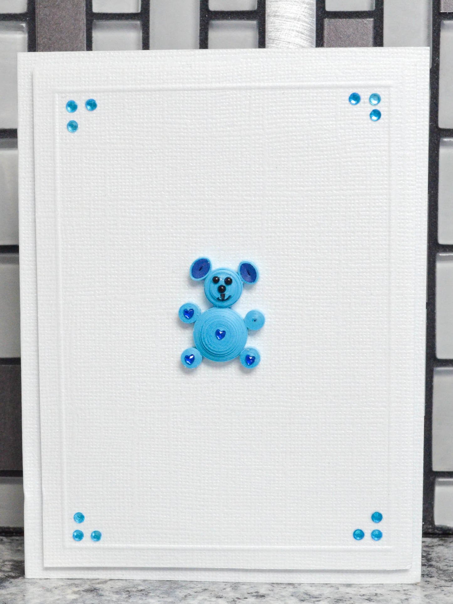 Blue Teddy Bear Card Front