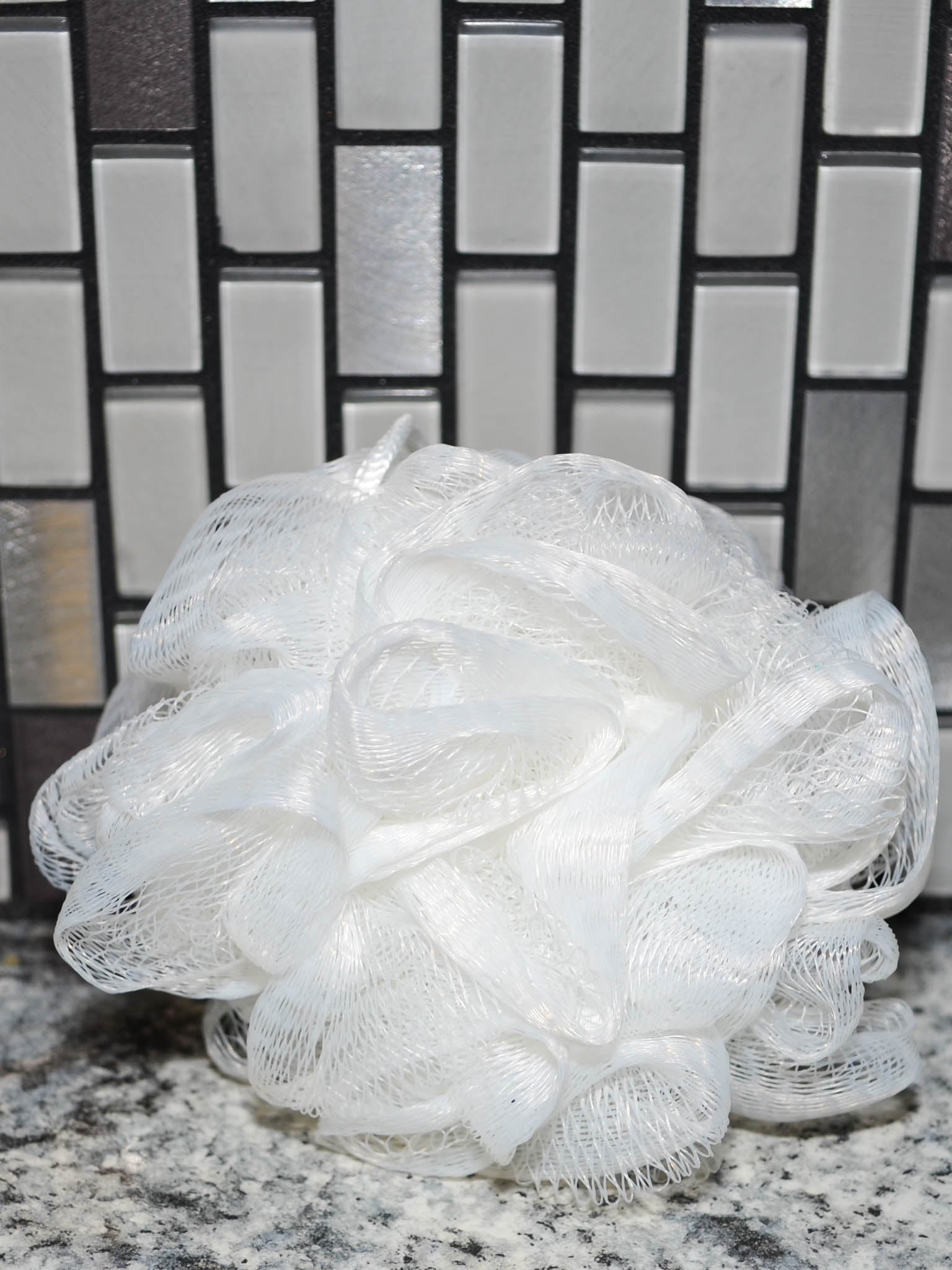 White Bath Pouf