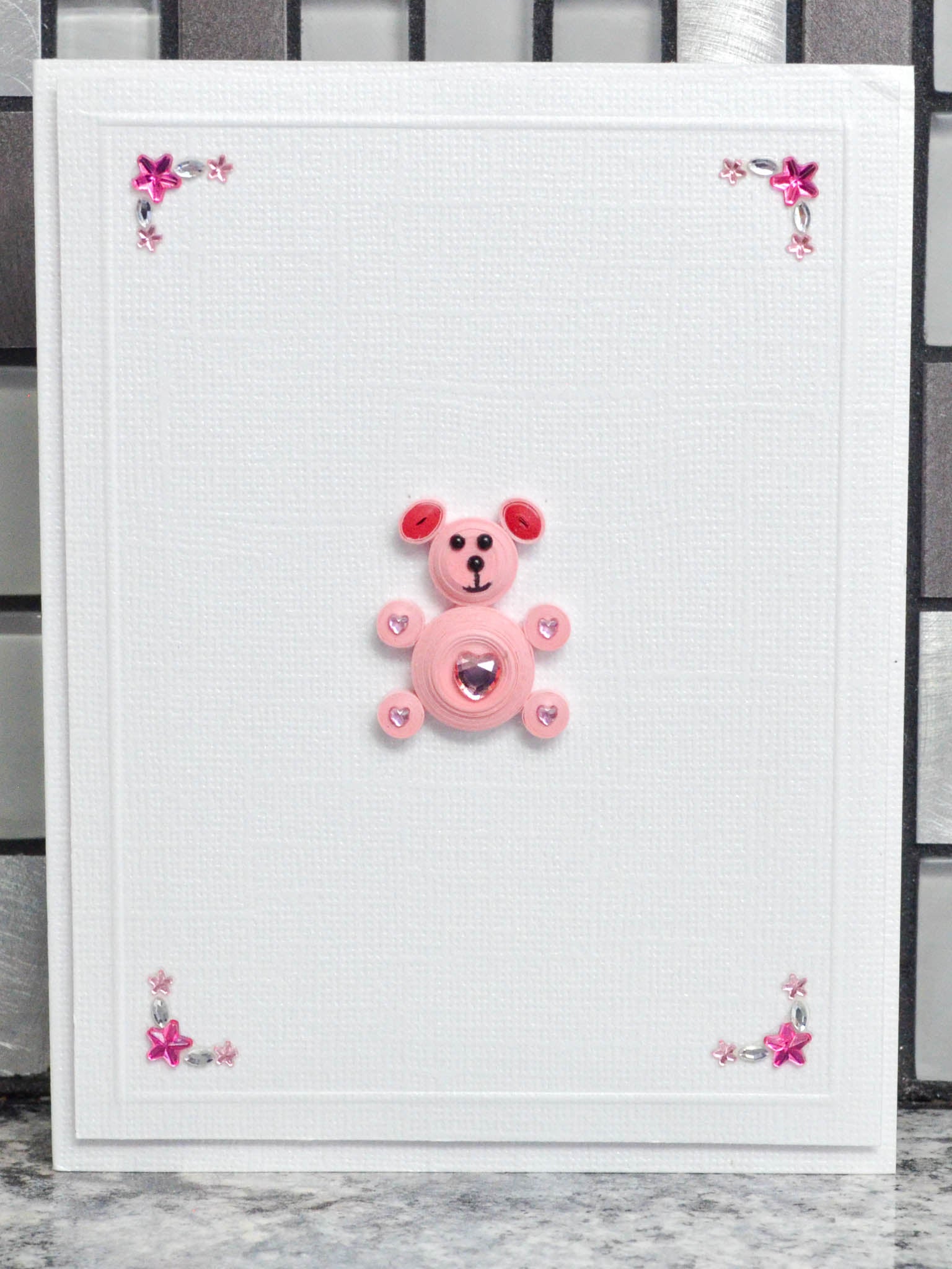 Pink Teddy Bear Card Front